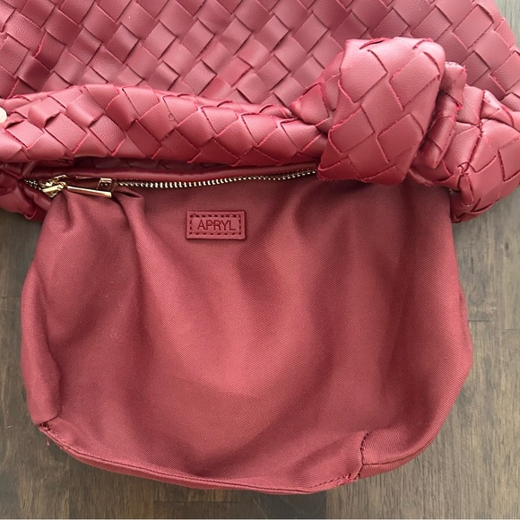 Women's Burgundy Knotted Woven Hobo Bag - Picture 8 of 12